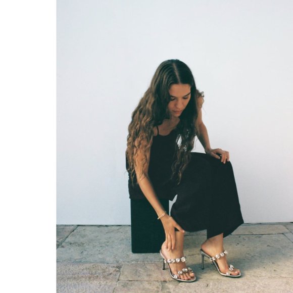 ZARA GEM HEELED VINYL MULES WITH DECORATION HEELS - Picture 15 of 17